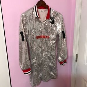 Shane Justin Runway silver sequin long sleeve Dress size large